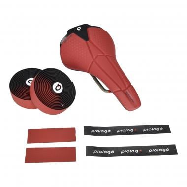 PROLOGO SCRATCH M5 Saddle TiroX Rails + ONE TOUCH Handlebar Tape Kit - Edition Natural Color - Red 0