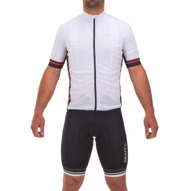 CRAFT Outfit CLASSIC Short-Sleeved Jersey White/Black/Red + VÉLO PERT Bibshorts Black/White 0