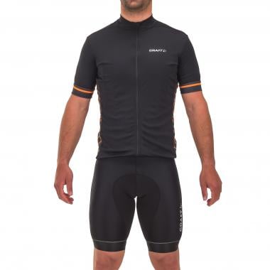 CRAFT Outfit CLASSIC Short-Sleeved Jersey Black/Orange + VÉLO PERF Bibshorts Black/White 0