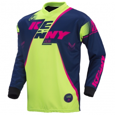 KENNY TRACK Long-Sleeved Jersey Navy Blue/Green/Neon Pink 0