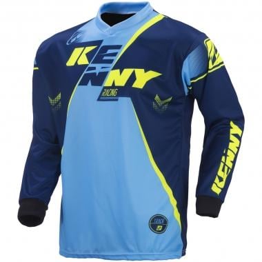KENNY TRACK Kids Long-Sleeved Jersey Navy Blue/Cyan/Neon Yellow 0