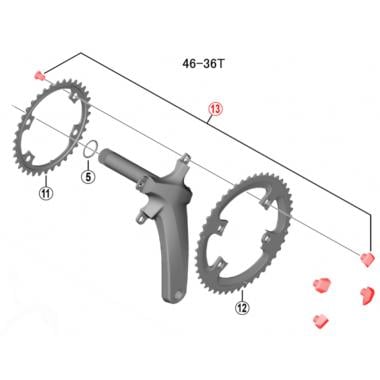SHIMANO ULTEGRA FC-R8000 Gear Fixing Bolt & Nut Set for 46-46 Chainset #Y1W898090 0