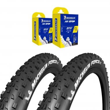 Kit 2 Copertoni MICHELIN FORCE XC COMPETITION LINE 27,5x2,25 GUM-X3D Tubeless Ready Flessibile 647828 + 2 Camere d'Aria MICHELIN 0