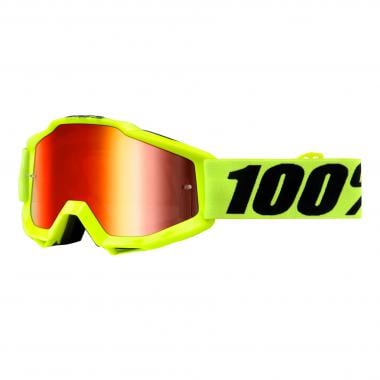 100% ACCURI FLUO YELLOW Goggles Red Mirror Lens 0