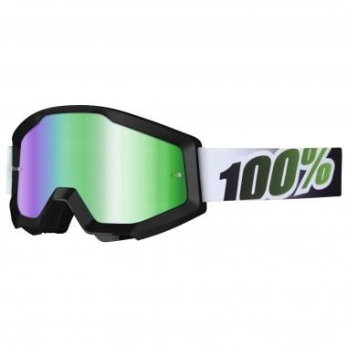 100% STRATA BLACK/LIME Goggles Black Mirror Lens Green 0