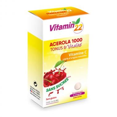 Boite de 24 Comprimés de Complément Alimentaire STC NUTRITION ACEROLA 1000 VITAMINE C NATURELLE Cerise