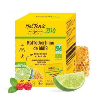 Caja de 10 sobres de bebida energética con maltodextrina MELTONIC MALTO DE MAIS BIO 0
