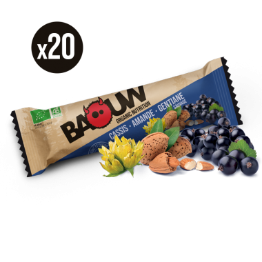 Pack de 20 Barres Énergétiques BAOUW! BIO Recette aux Fruits Cassis/Amande/Gentiane BAOUW! Probikeshop 0