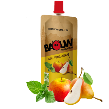 Purea Energetica BAOUW Bio Ricetta alla Frutta Pera Mela Menta (90g) 0