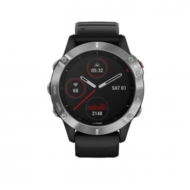 GARMIN FENIX 6 Silver GPS Watch Wrist Strap Black 0