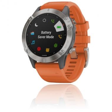 GPS-Uhr GARMIN FENIX 6 Saphir Titan/Silber Armbandfarbe Orange 0