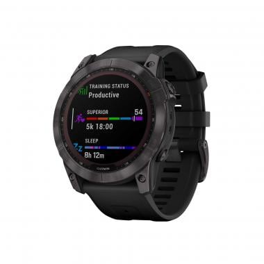 GPS-Uhr GARMIN FENIX 7X SAPPHIRE SOLAR TITANE Carbongrau DLC Armbandfarbe Schwarz 0